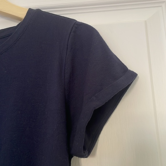Dynamite Navy Blue T-Shirt with Floral Lace Hem - Picture 4 of 7